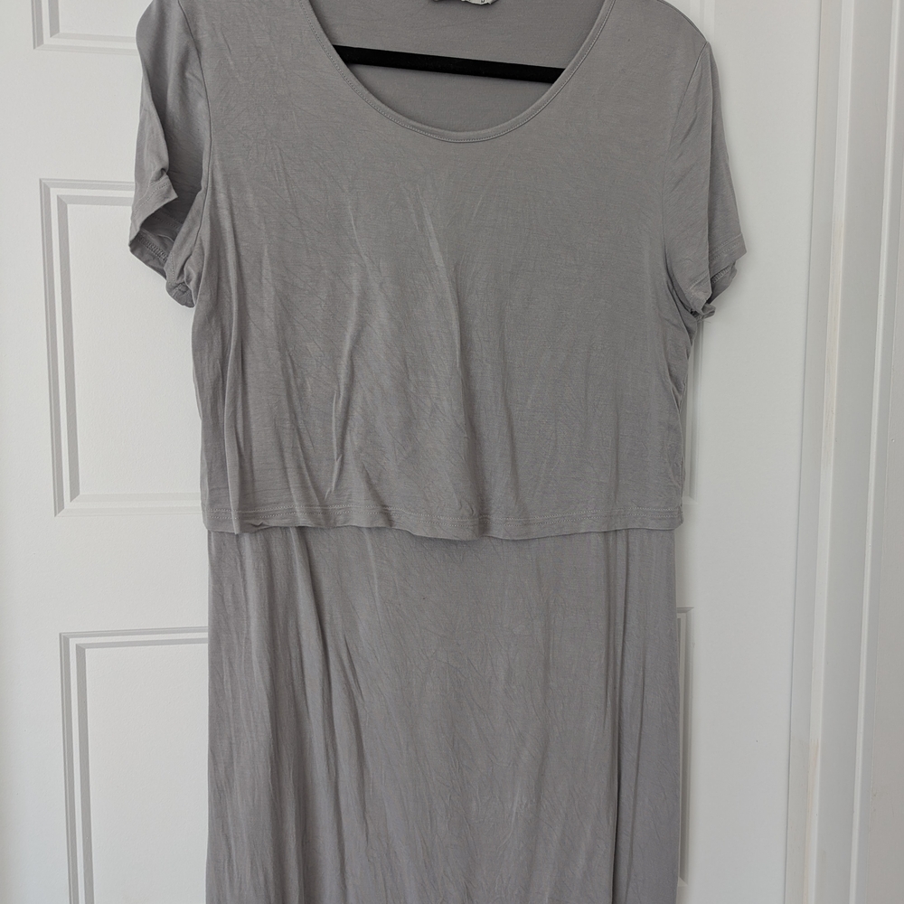 Elegant Gray Women's Dress Breastfeed Maternity Size Medium M